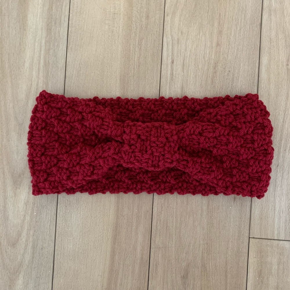 Handmade Cranberry Red Knit Headband
